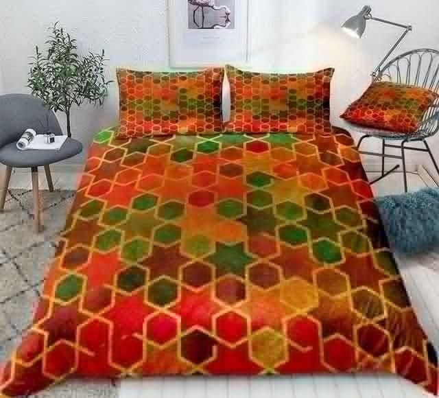 Watercolor Geometric Colorful Mosaic Bedding Set Duvet Cover