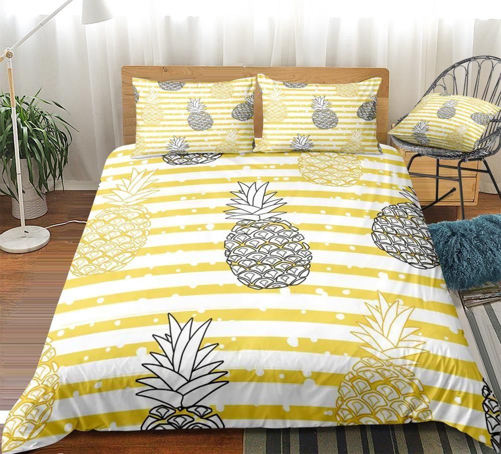 Striped Pineapple Bedding Set Duvet Cover