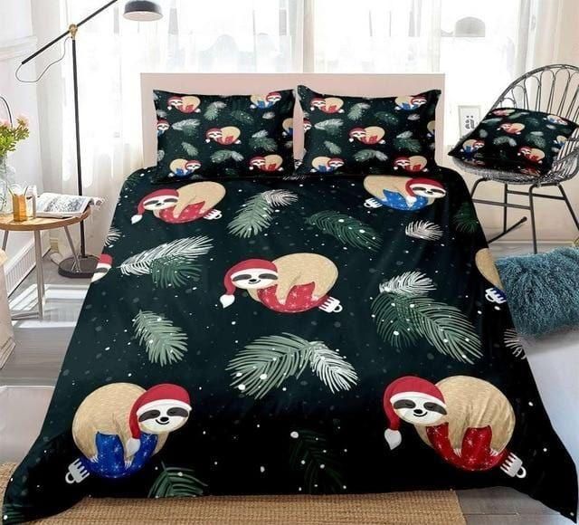Sloths Sleeping on Christmas Balls Bedding Set Duvet Cover