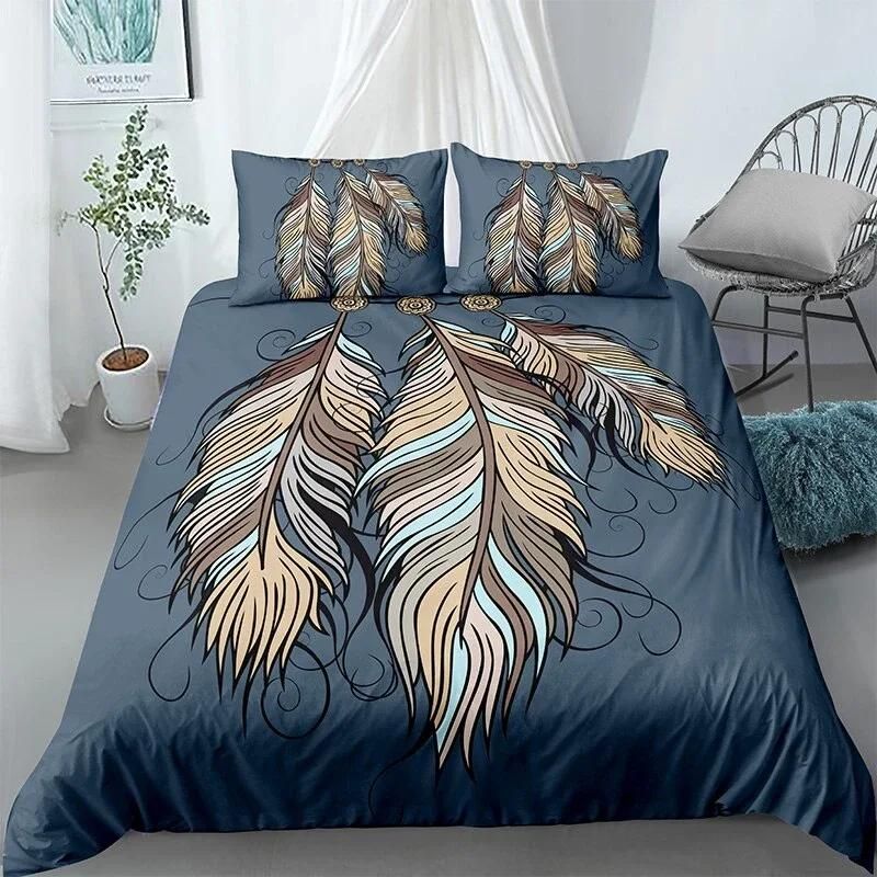 Feather Air Force Blue Bedding Set Duvet Cover
