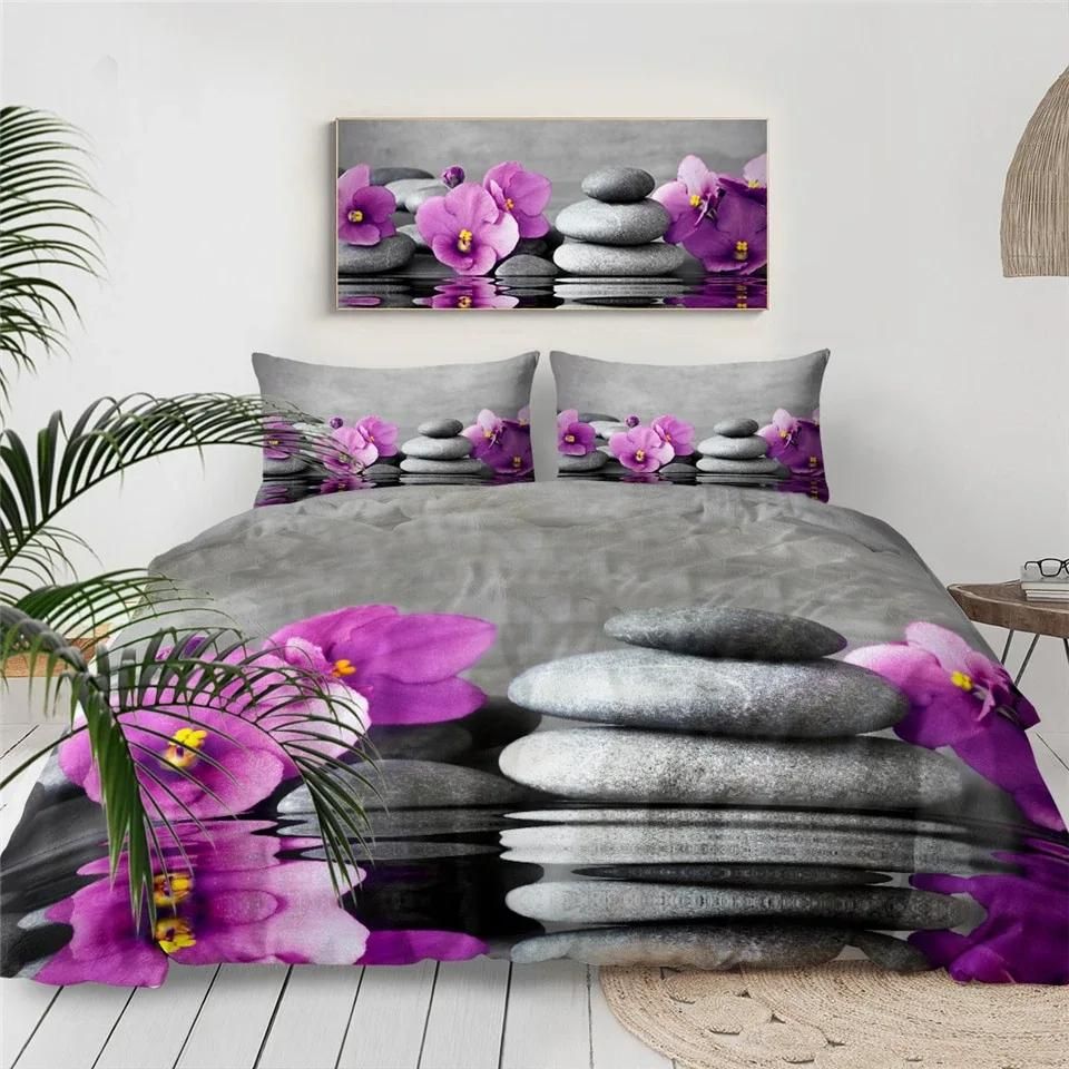 Purple Orchid Bedding Set Duvet Cover