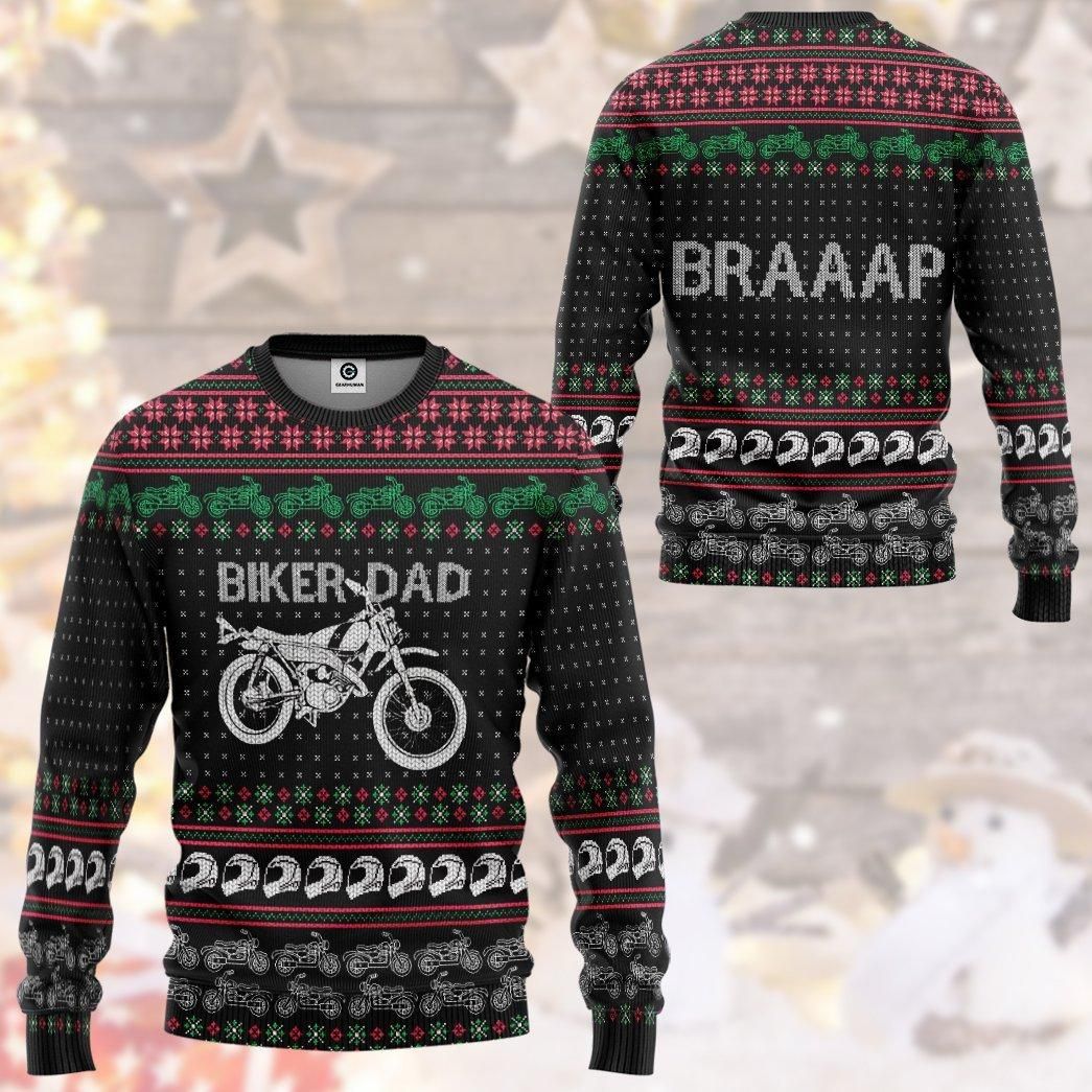 Biker Dad Braaap Ugly Christmas Sweater  Us3244