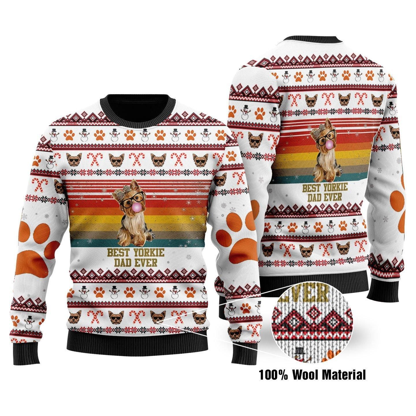 Best Yorkie Dad Ever Christmas Ugly Sweater  Us1683