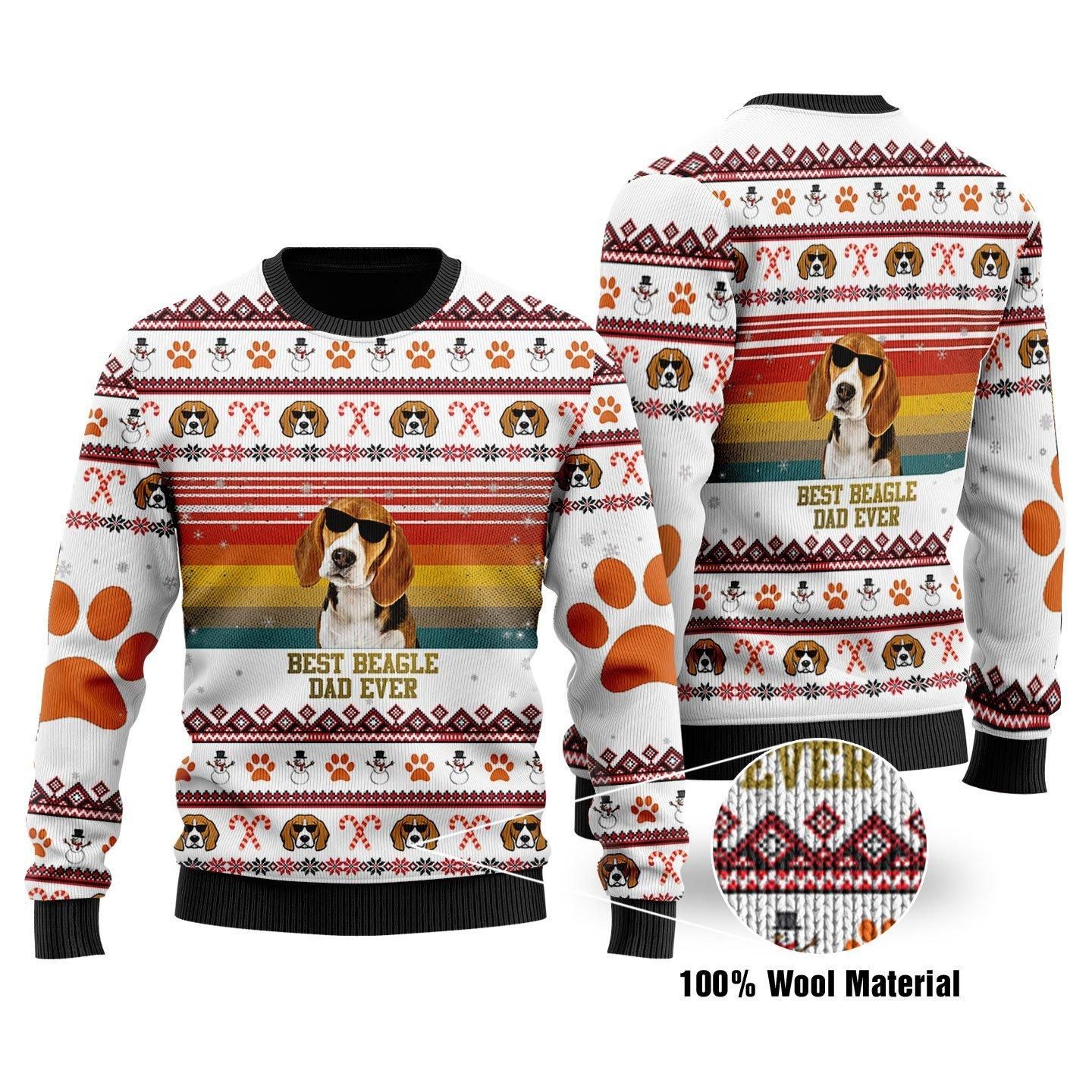 Best Beagle Dad Ever Christmas Ugly Sweater  Us1682