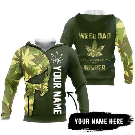 Gift For Dad Personalized Custom Name Weed Dad 3D Hoodie