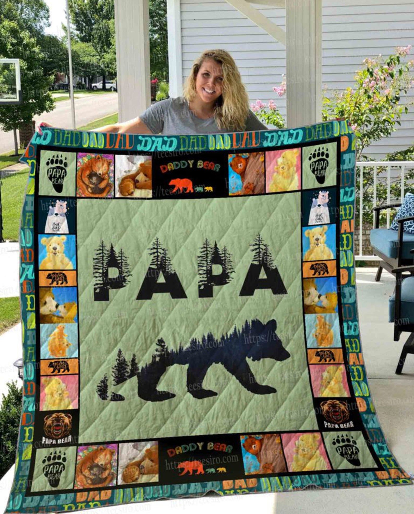 Gift For Dad  Papa Bear Quilt