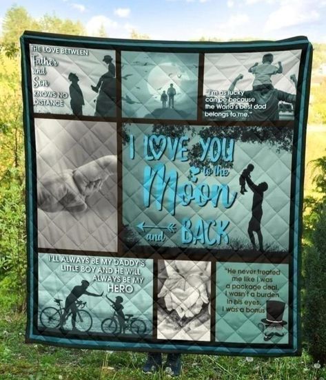 Gift For Dad From Son  I Love You To The Moon And Back Father And Son Quilt
