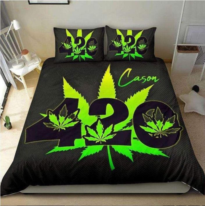 Personalized Weed 420 Custom Name Duvet Cover Bedding Set