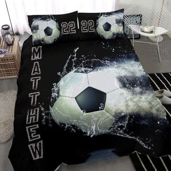 Personalized Soccer Ball Smoke Custom Duvet Cover Bedding Set With Your Name