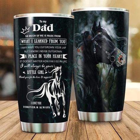 Gift For Dad From Daughter  To My Dad Flower Black Horse Tumbler
