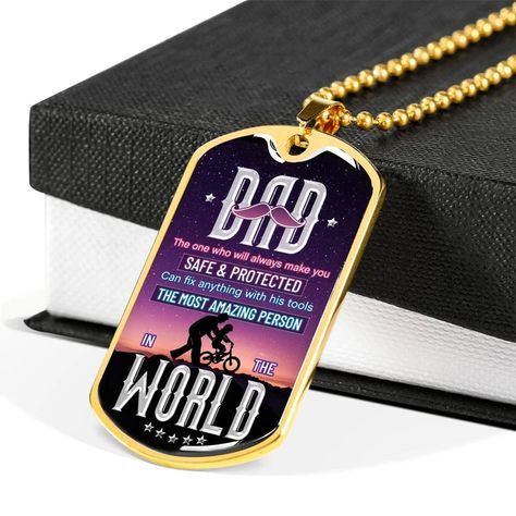 Gift For Dad From Daughter Father's Day 2021 Dad The Most Amazing Person In The World Cycling Dog Tag