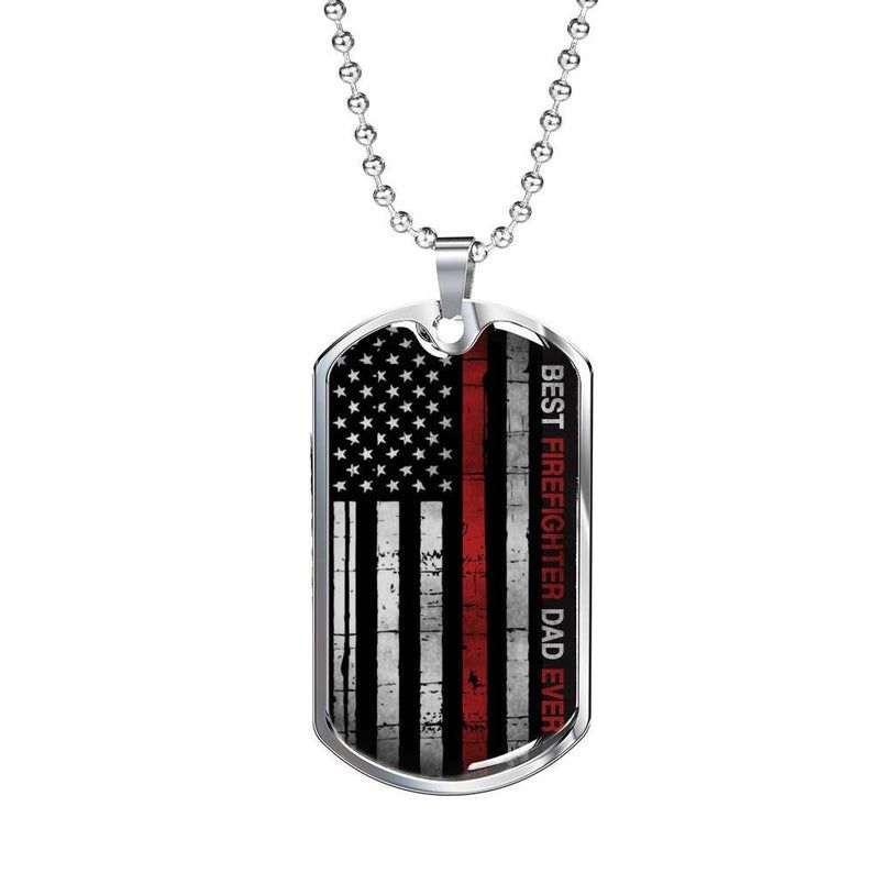 Gift For Dad Father's Day 2021 Best Firefighter Dad Ever American Firefighter Dog Tag