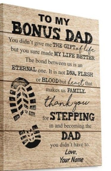 Gift For Bonus Dad Father's Day 2021 Personalized Custom Name To My Bonus Dad Footprint Picture On Frame PAN