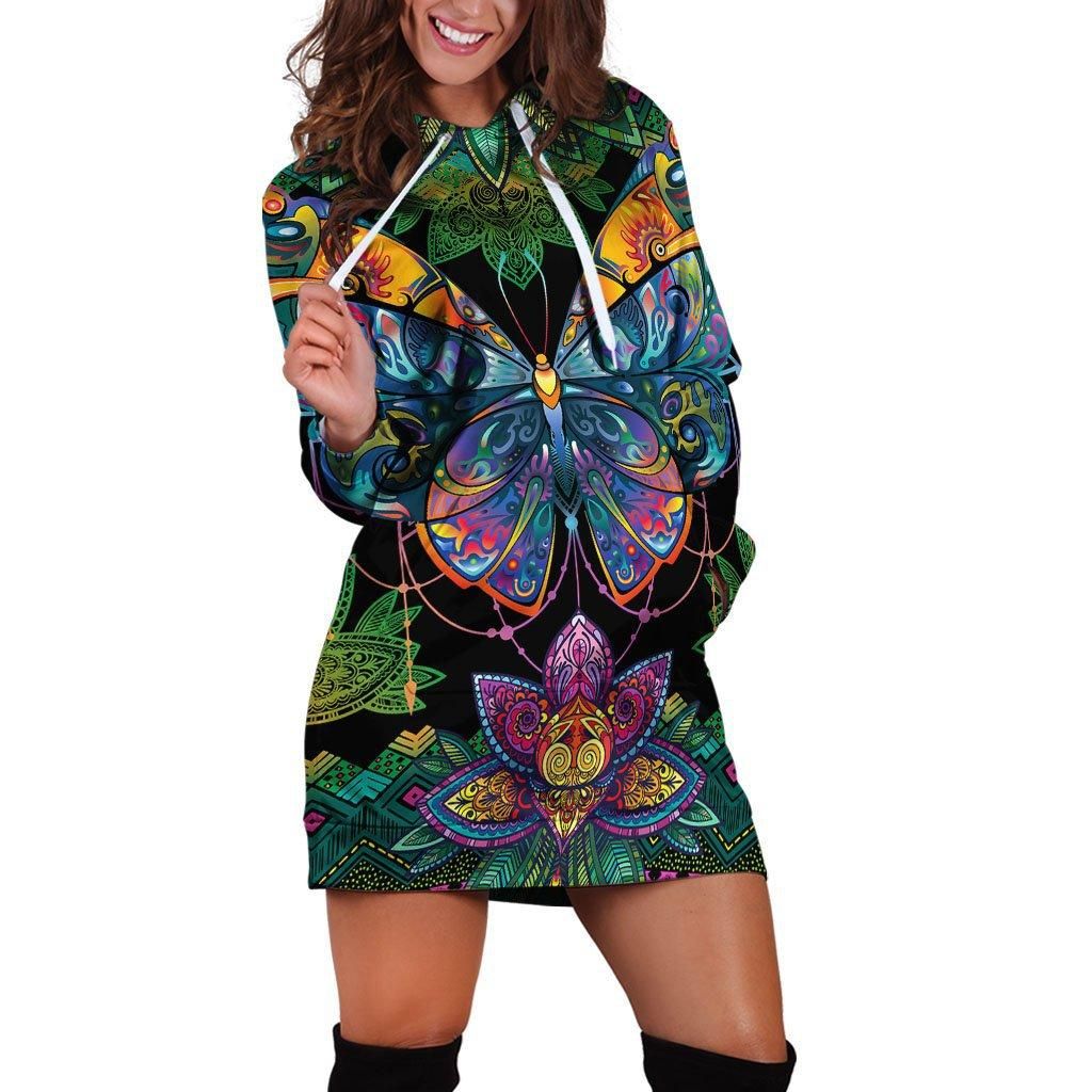 Awesome Butterfly Bohemian Printed Hoodies Dress