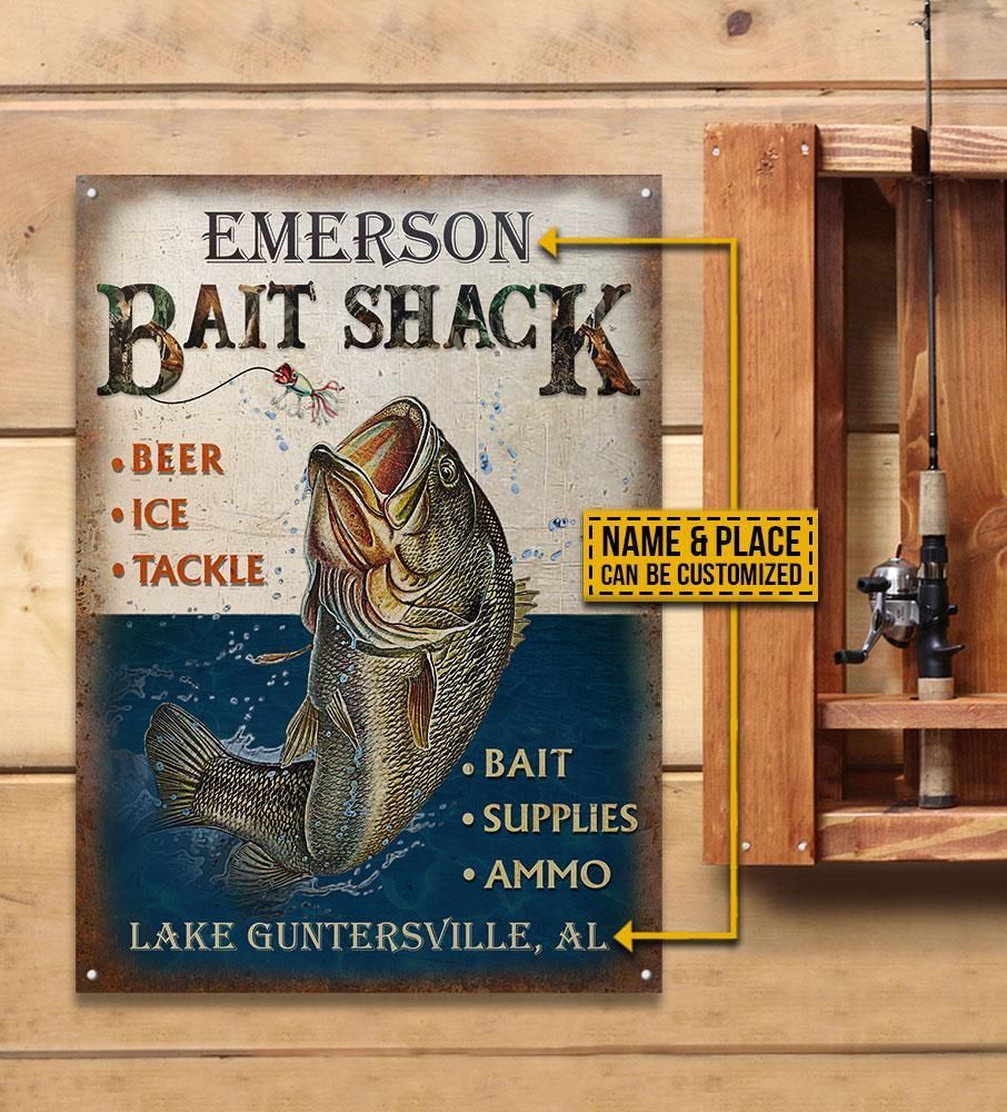Personalized Fishing Bait Shack Ammo Customized Classic Metal Signs