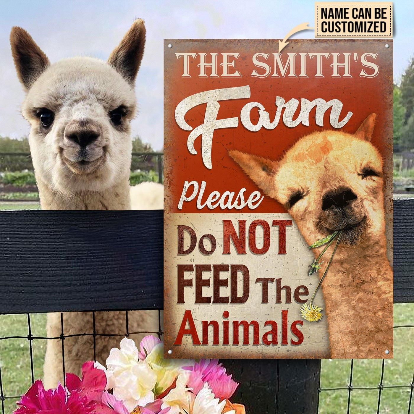 Personalized Alpaca Please Do Not Feed Customized Classic Metal Signs PANMS013