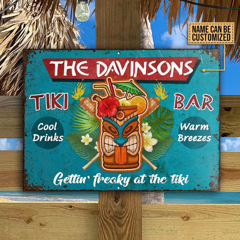 Personalized Tiki Bar Cool Drinks Warm Breezes Customized Classic Metal Signs