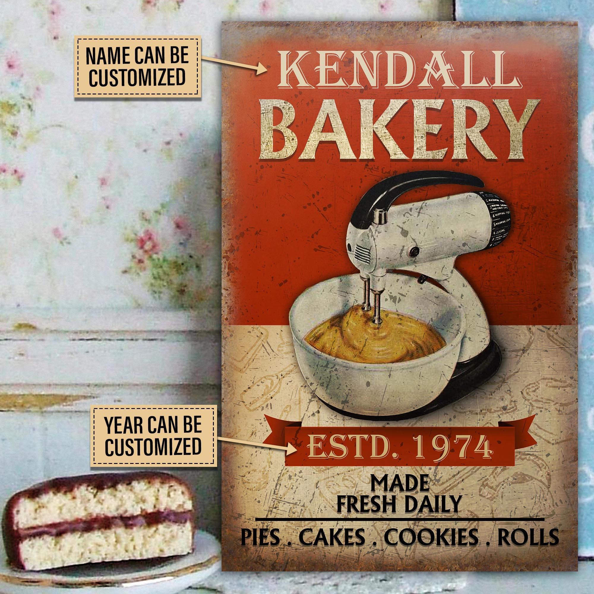 Personalized Bakery Made Fresh Daily Classic Metal Signs
