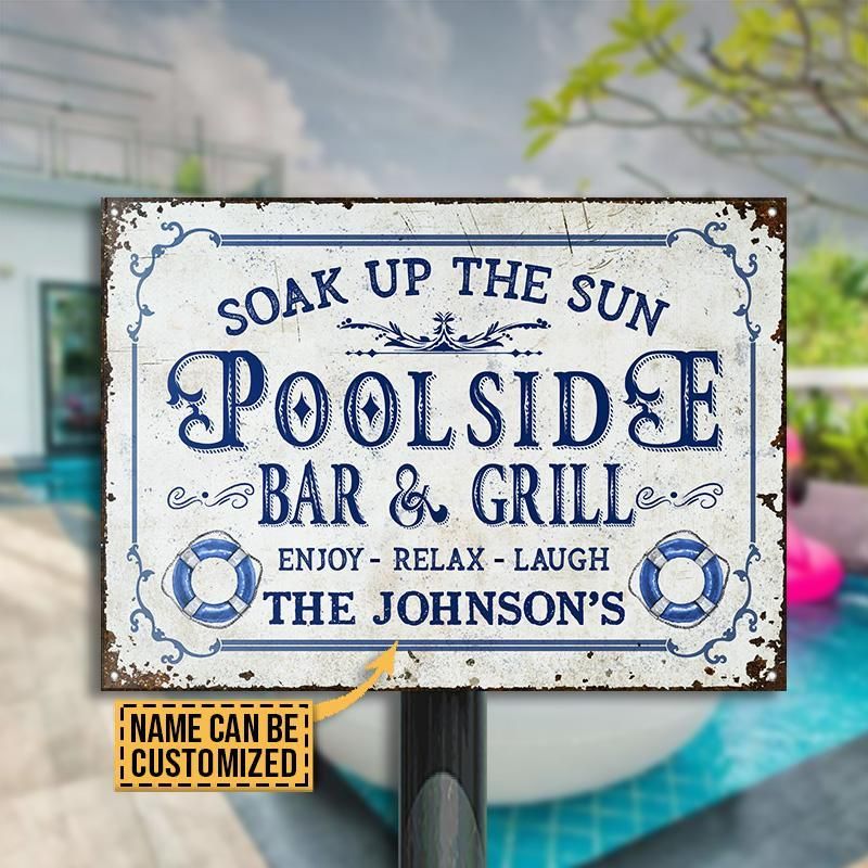Personalized Pool Bar And Grill Customized Classic Metal Signs