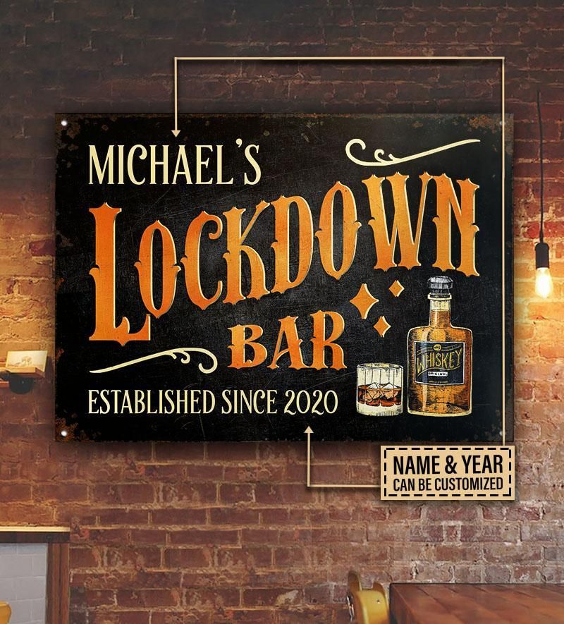 Personalized Whiskey Lockdown Bar Customized Classic Metal Signs