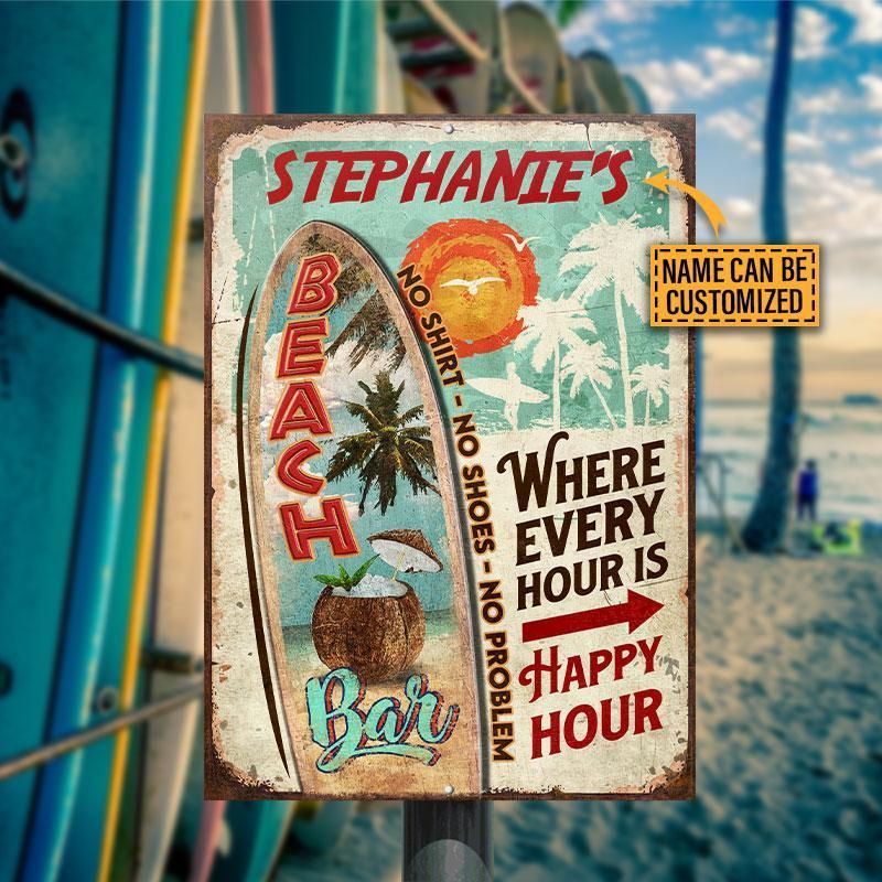 Personalized Beach Bar No Shirt No Shoes Customized Classic Metal Signs