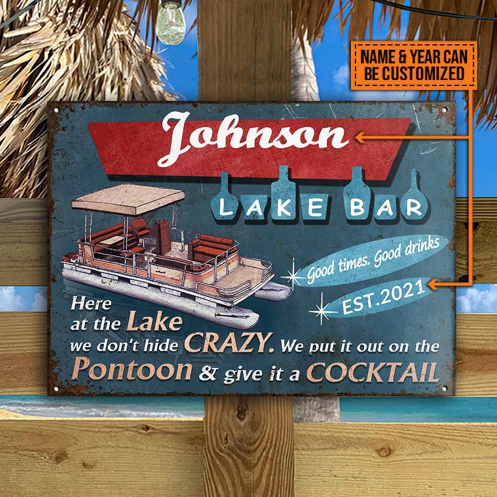 Personalized Pontoon Lake Bar Crazy Customized Classic Metal Signs