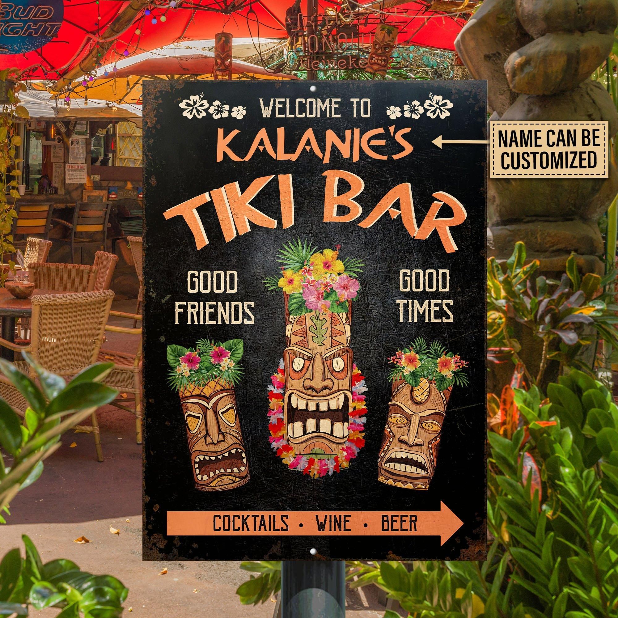 Personalized Tiki Bar Good Friends Good Times Customized Classic Metal Signs