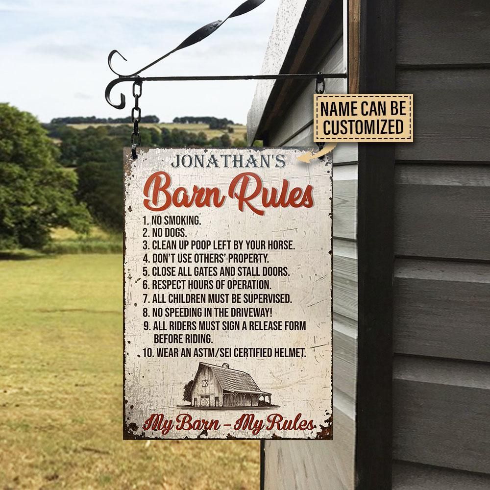 Personalized Horse My Barn My Rules Customized Classic Metal Signs