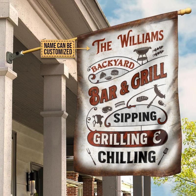 Personalized Grilling Bar And Grill Customized Flag