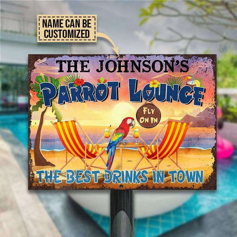 Personalized Parrot Tiki Bar Customized Classic Metal Signs