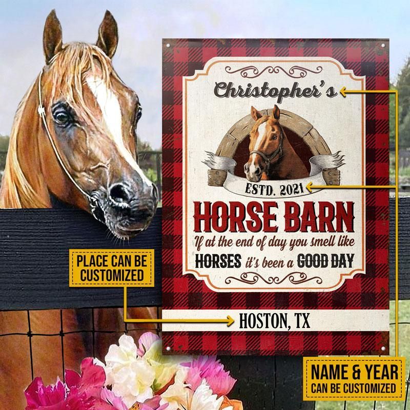 Personalized Horse Barn Good Day Flannel Custom Classic Metal Signs