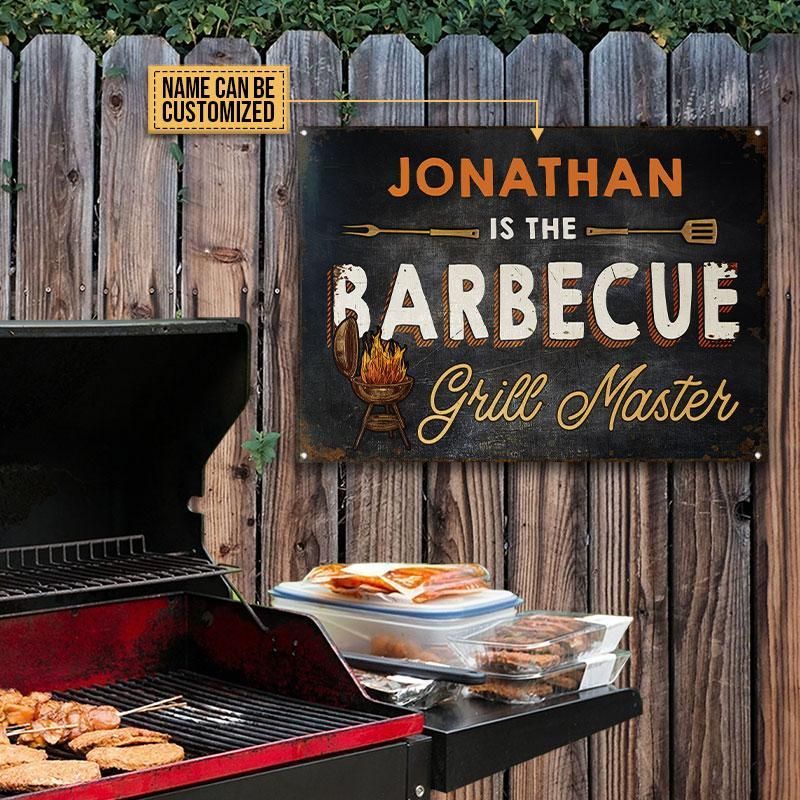 Personalized Grilling Grill Master Barbecue Customized Classic Metal Signs