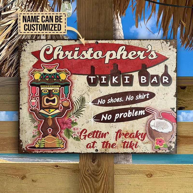 Personalized Tiki Bar Happy Hour Customized Classic Metal Signs