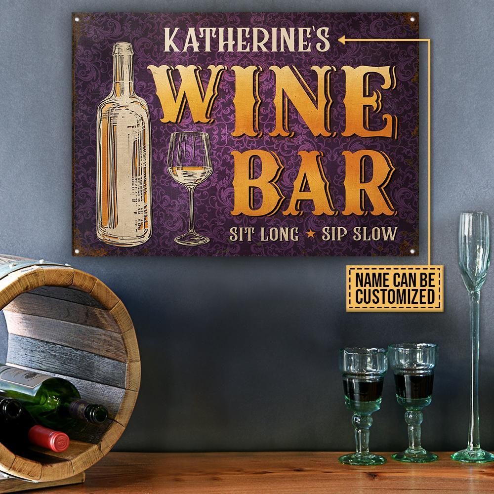 Personalized Wine Bar Sit Long Sip Low Customized Classic Metal Signs