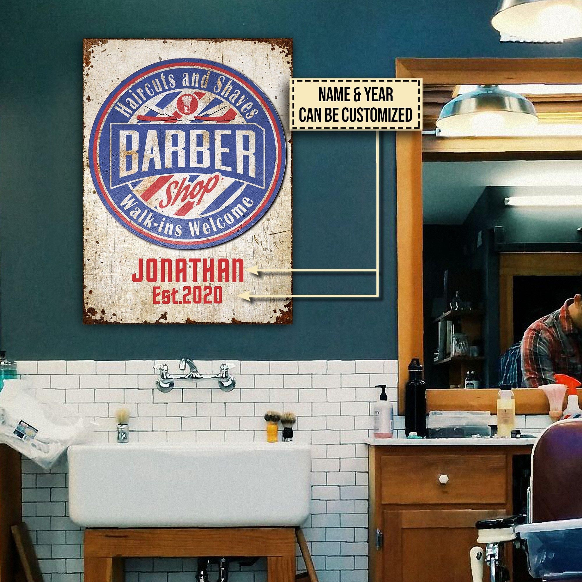 Personalized Barber Shop Haircut And Shaves Customized Classic Metal Signs