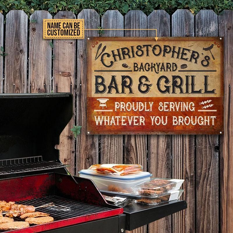 Personalized Grilling Bar & Grill Customized Classic Metal Signs