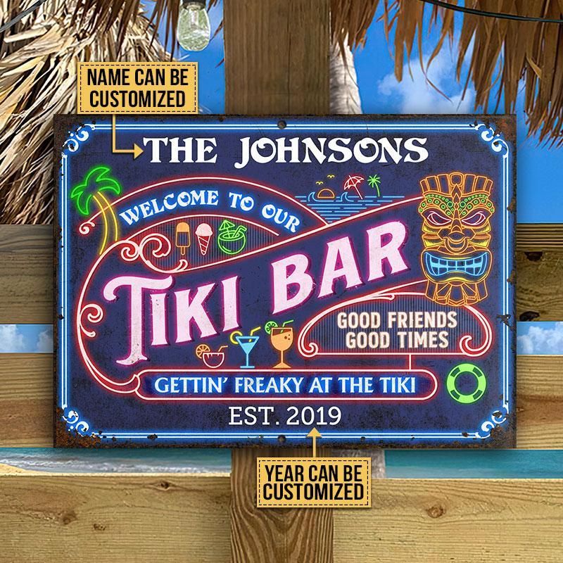 Personalized Tiki Bar Gettin Freaky Customized Classic Metal Signs