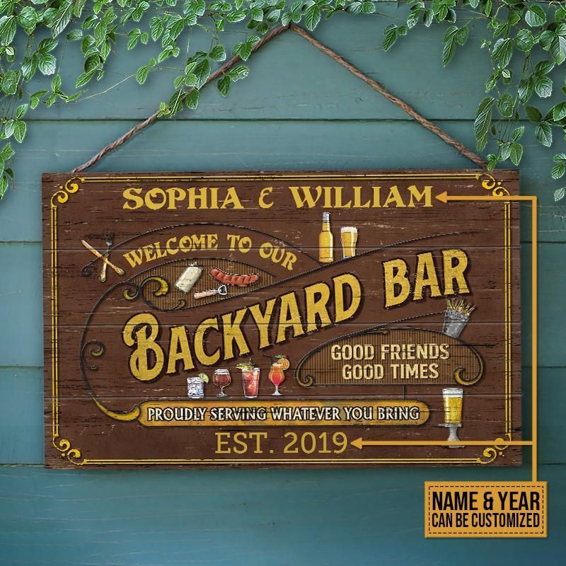 Personalized Bar Proudly Serving Customized Customized Wood Rectangle Sign
