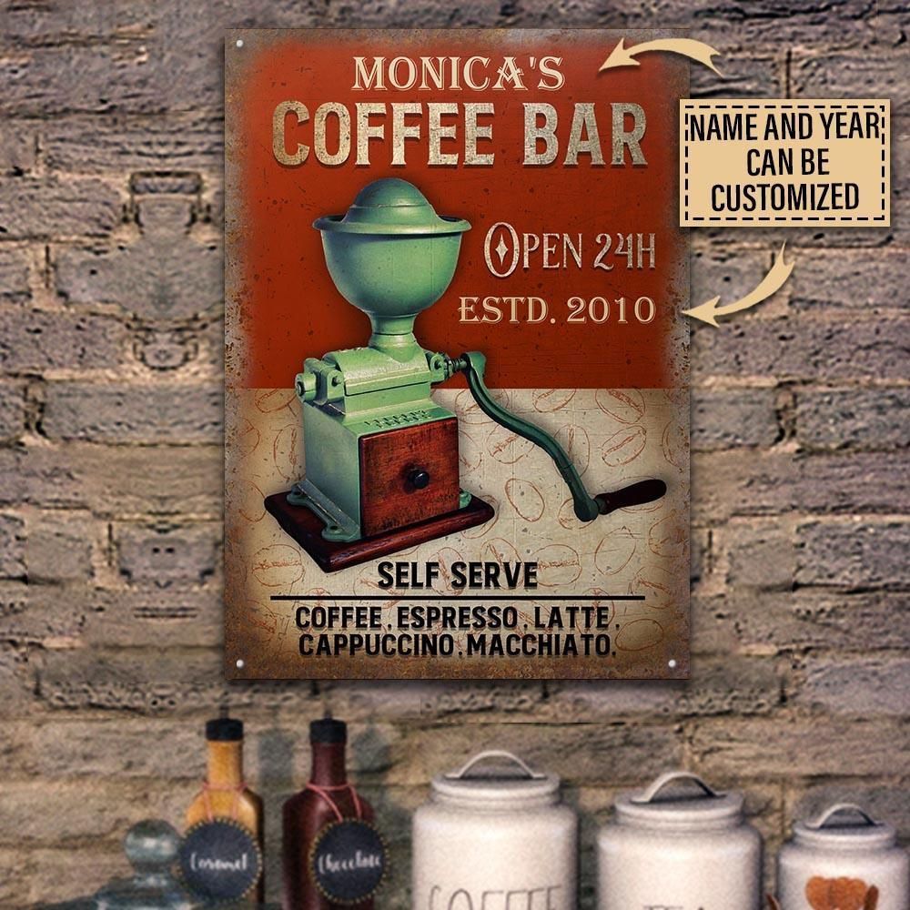Personalized Coffee Bar Self Serve Customized Classic Metal Signs