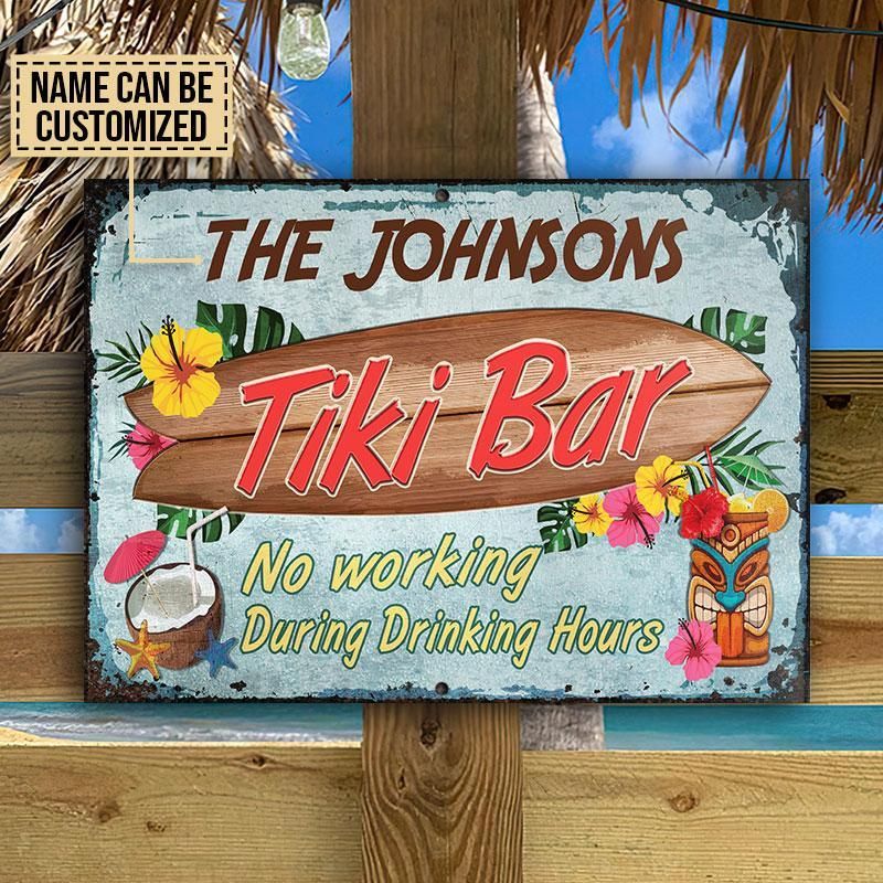 Personalized Tiki Bar No Working Customized Classic Metal Signs