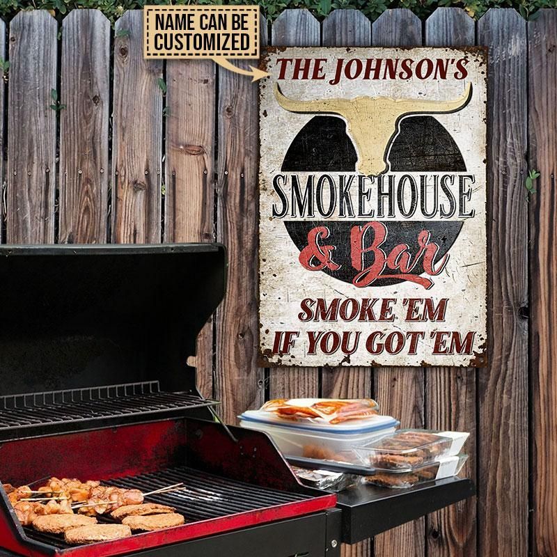 Personalized Grilling Smokehouse Bar Customized Classic Metal Signs