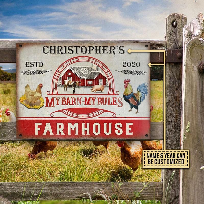 Personalized Farm My Barn My Rule Customized Classic Metal Signs