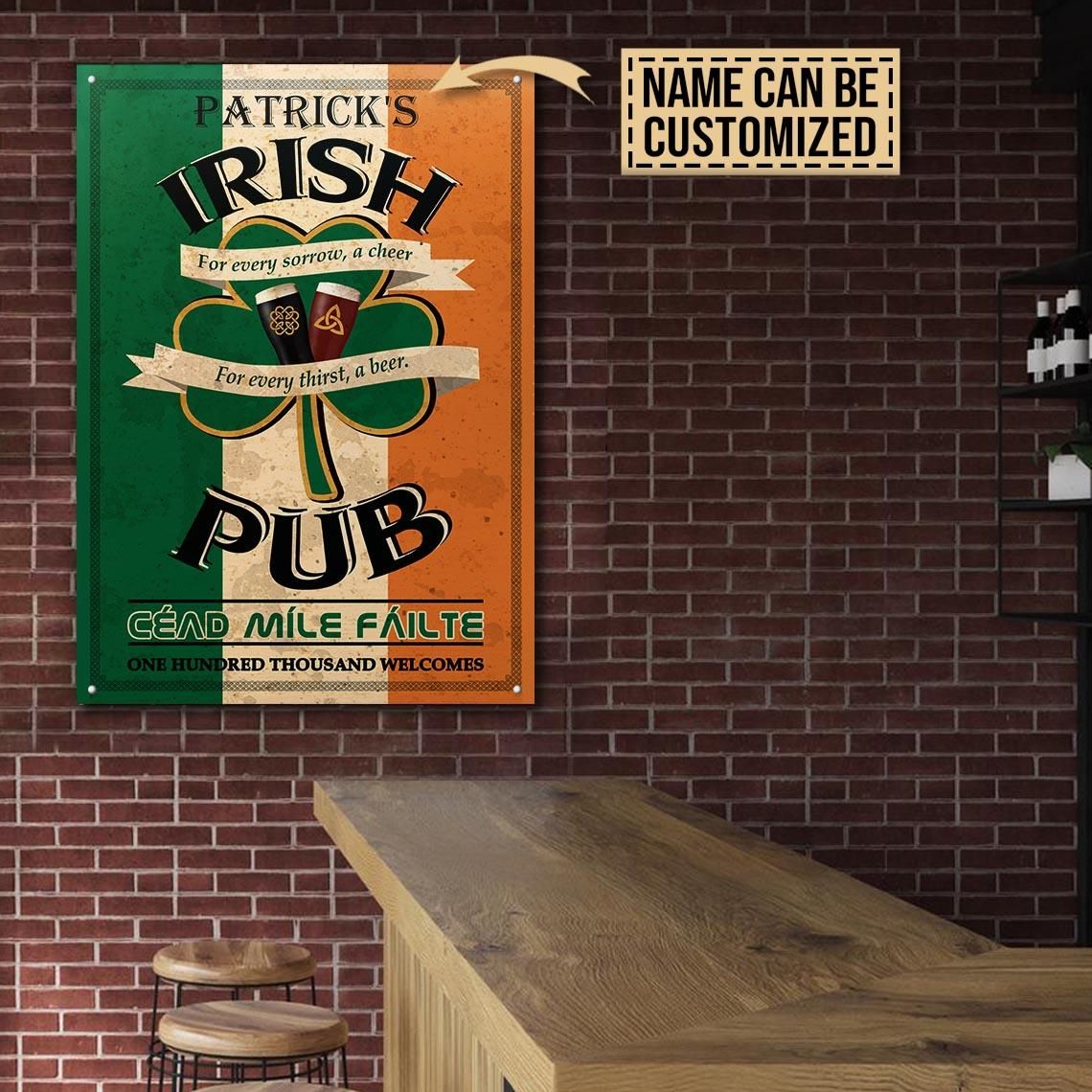 Personalized Saint Patrick's Day Irish Pub Customized Classic Metal Signs