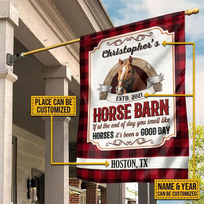 Personalized Horse Barn Good Day Flannel Custom Flag