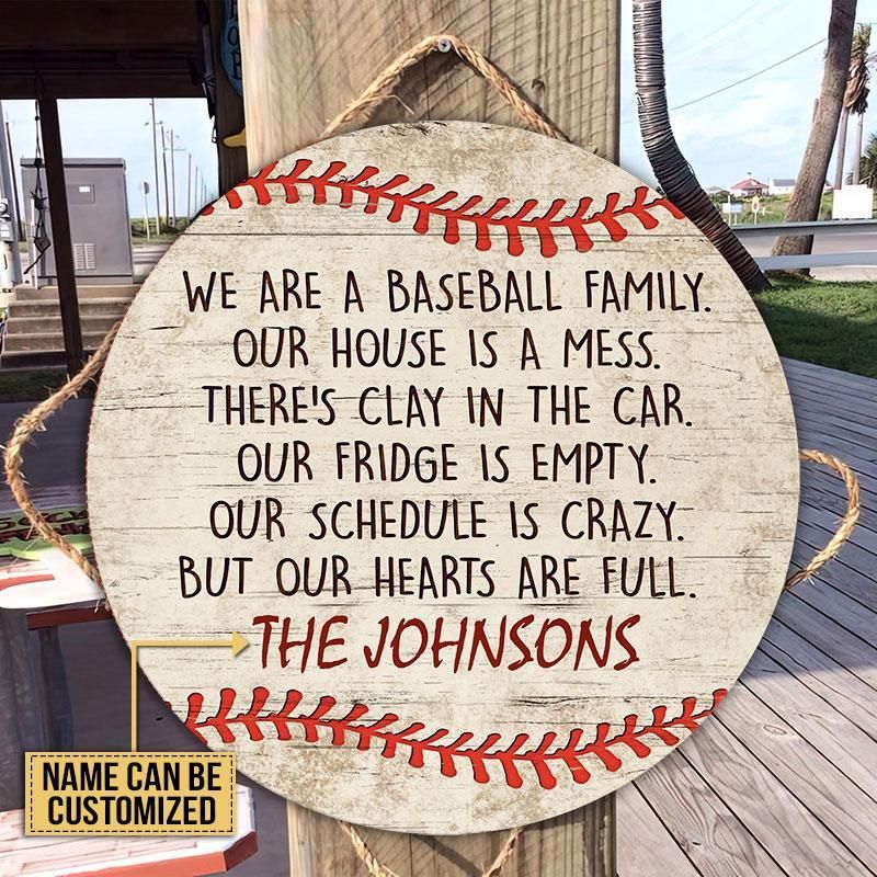Personalized Baseball Our House Is A Mess Customized Wood Circle Sign