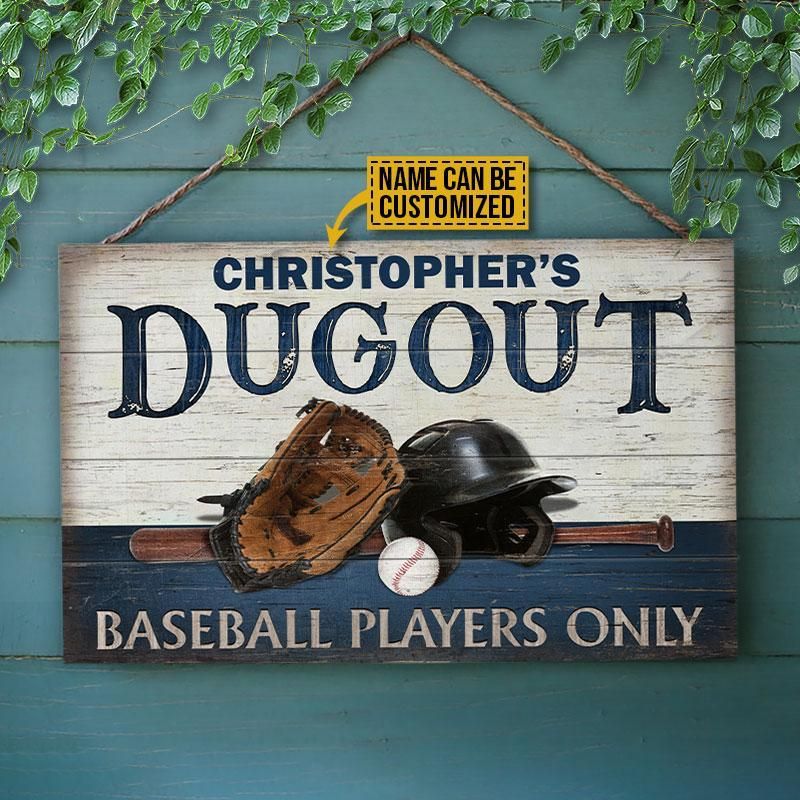 Personalized Baseball Dugout Customized Wood Rectangle Sign