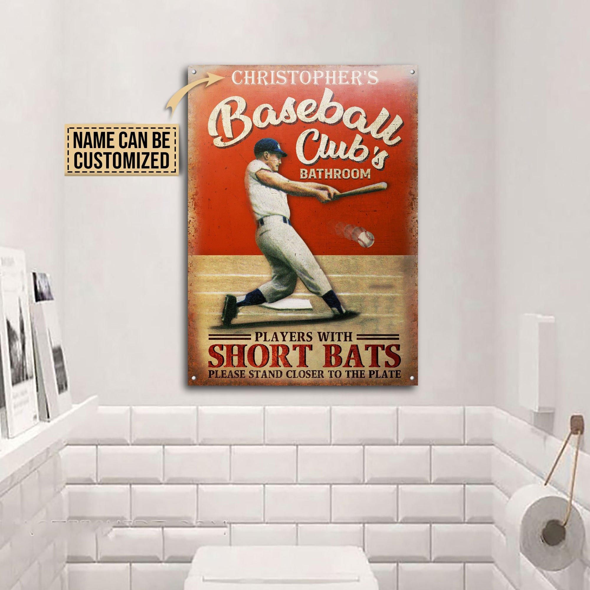 Personalized Baseball Club Bathroom Short Bats Customized Classic Metal Signs