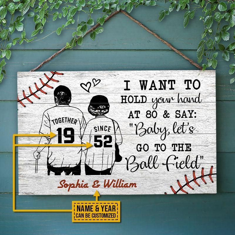 Personalized Baseball White Since Together Customized Wood Rectangle Sign