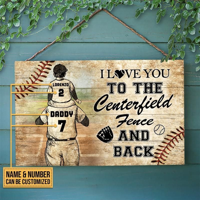 Personalized Baseball Dad And Son I Love You Customized Wood Rectangle Sign