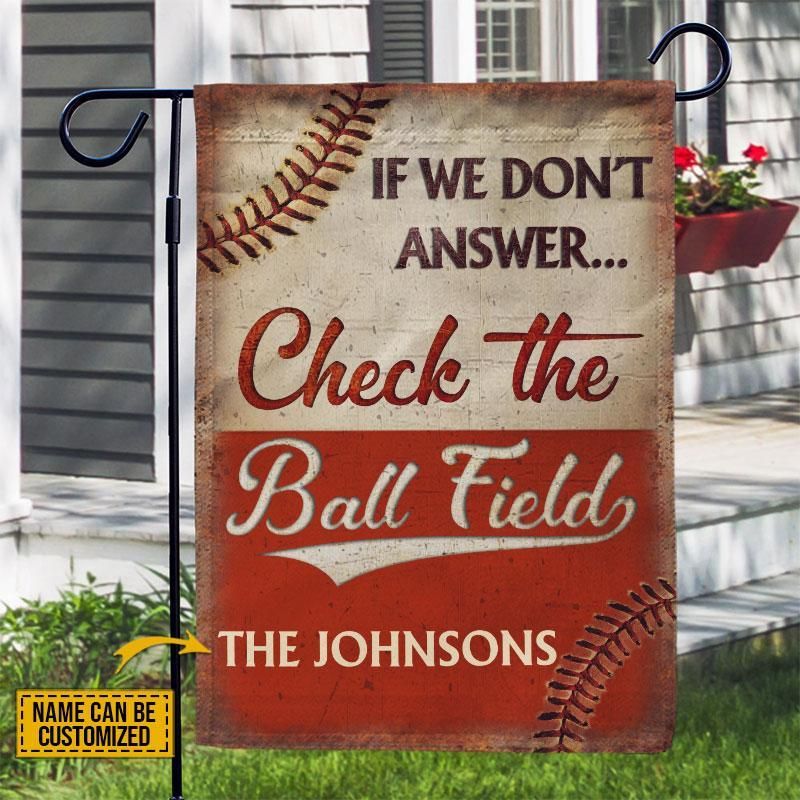 Personalized Baseball Check The Ball Field Customized Flag